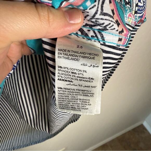 Chico's No-Iron Sleeveless Paisley and Stripes Button-Back Shirt Size 2.5 (L 14) - Picture 6 of 12